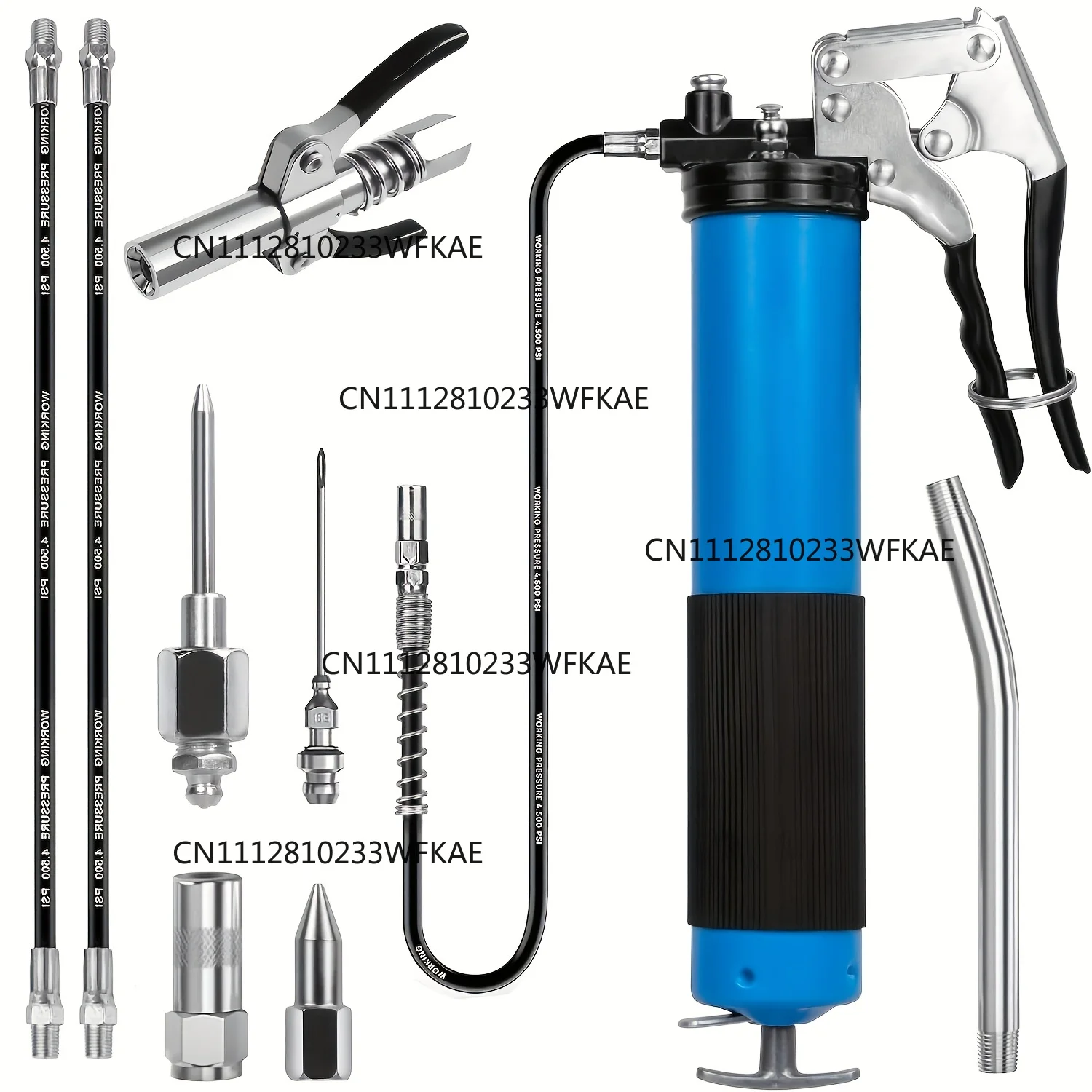 Grease Gun, 7000 PSI Heavy Duty Professional Pistol Grip Grease Gun Kit with Double Grease Injector Needle and Flex Hose