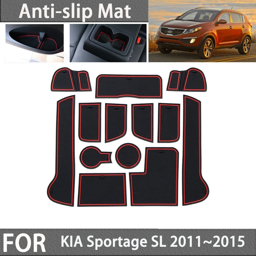 Non-slip Rubber Mat Door Groove for KIA Sportage 2011 2012 2013 2014 2015 MK3 SL R Gate Slot Cup Pad Car Stickers Accessories