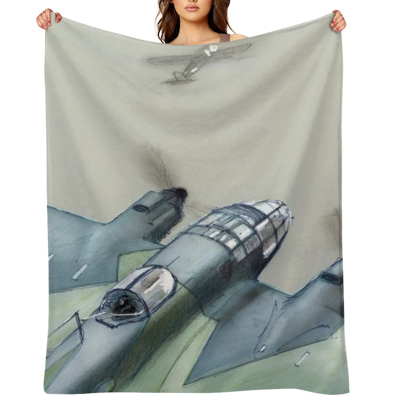 

He-111 bomber by Dennis Weber of ShreddyStudio Throw Blanket Luxury Brand Decoratives Luxury St Fashion Sofas Blankets
