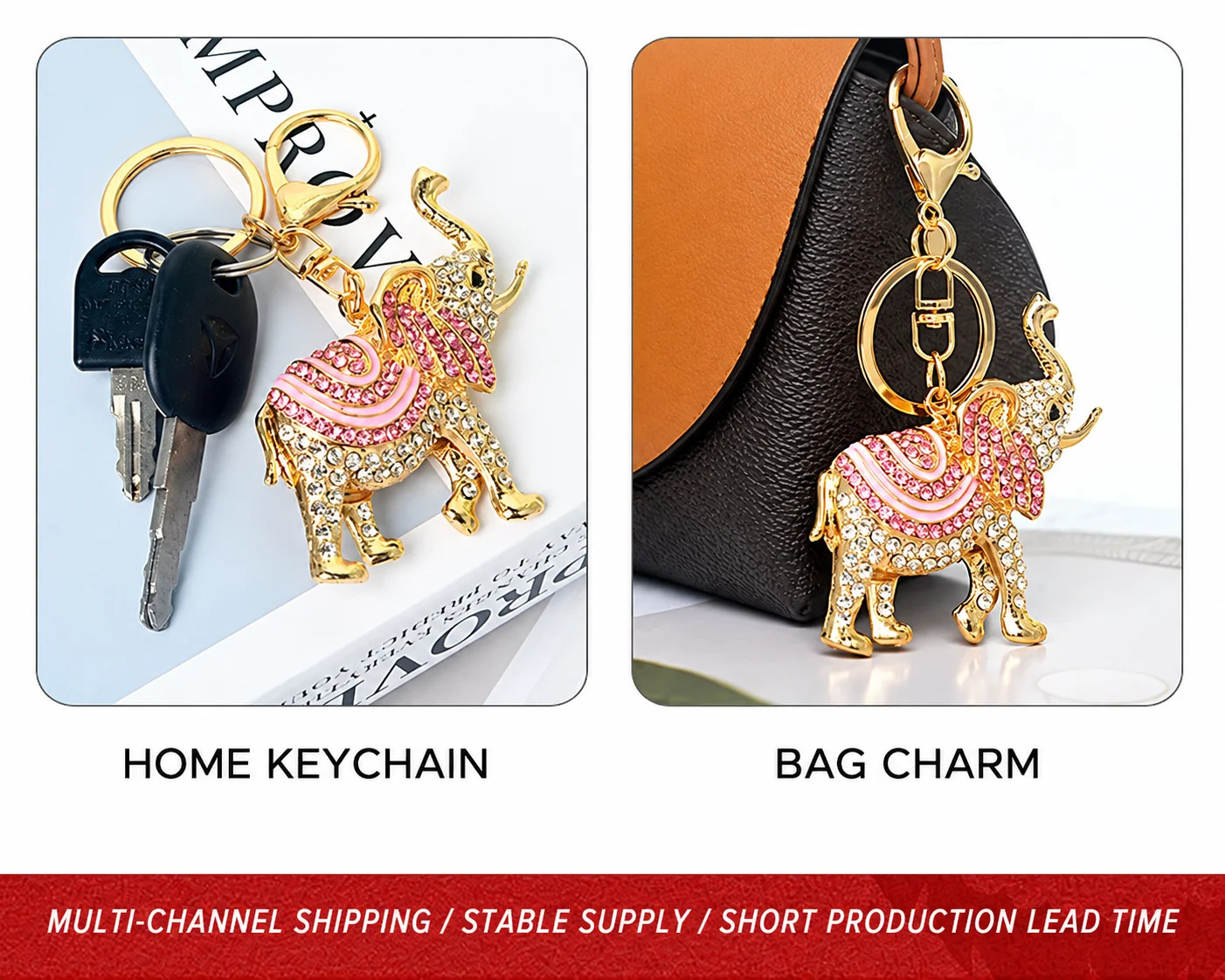 Upturned Trunk Elephant Keychain 3d-Cut Purse Decoration Keychain Animal Pendant Decorative Bag Pendant For Gift Handbags Bag