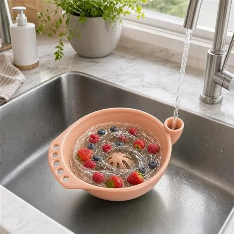 [A92P!】 Berry Washer Bowl Self-Spinning Fruit Strainer Colander, Gentle Rinse For Strawberries Blueberries