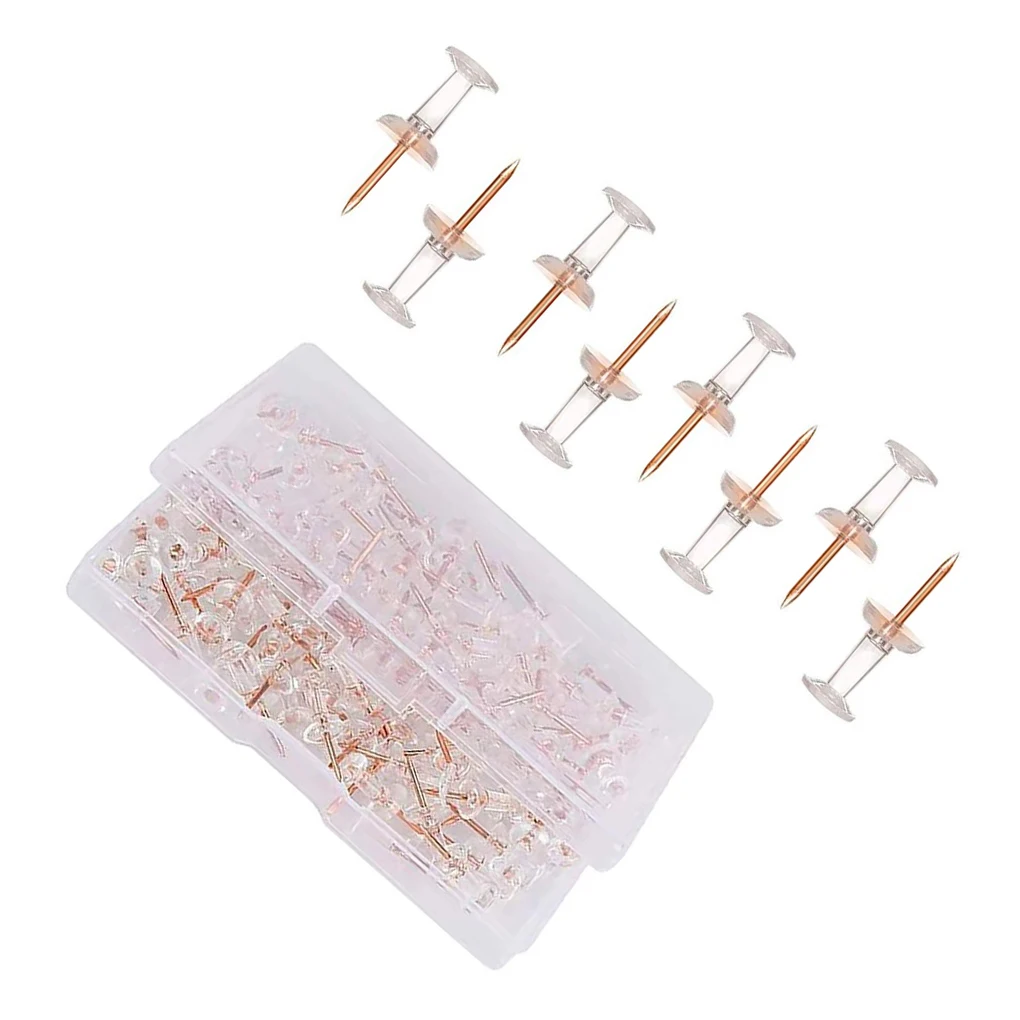 60 Pieces Transparent Rose Gold Push Pins Photo Tacks Office Projects