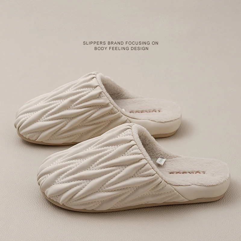 Waterproof Cotton Slippers for Men Anti Slip Winter Home Use Thick Soled Cotton Slippers for Women zapatillas casa hombre
