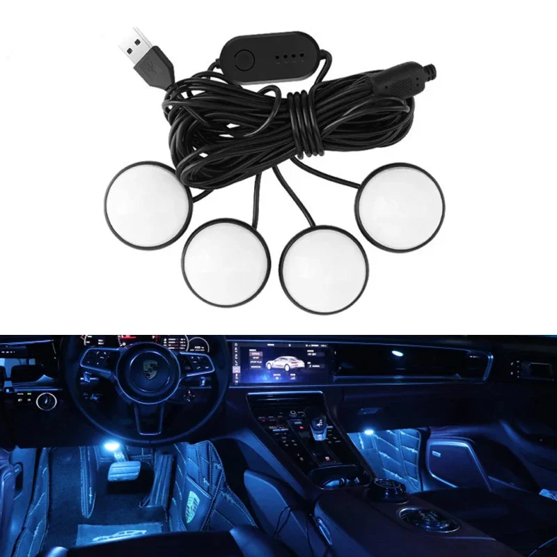 Car Foot Ambient Light Car Foot Lamp LED Foot Light Car Interior Atmosphere Backlight Mood Footwell 4 In 1 RGB Decorative Lamp