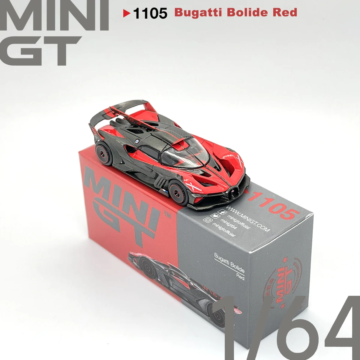 TSM MGT01105 MGT01063 1:64 MINIGT 1105 Bugatti Bolide Red MINIGT 1063 Presentation Collectible Model Vehicles Alloy In Stock view 3