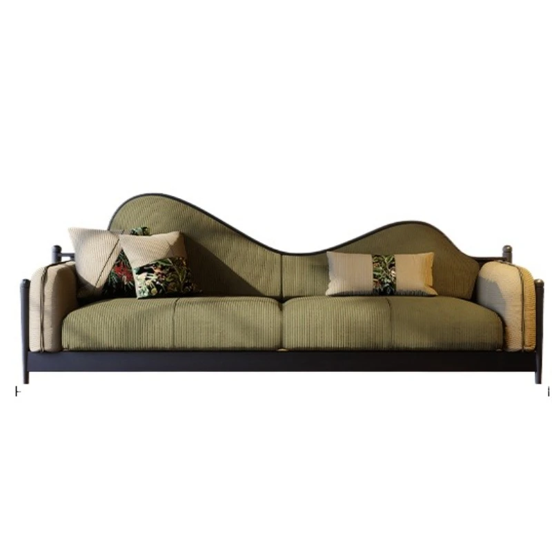 

Y Деревянный тканевый диван во французском стиле ретро для маленькой квартиры, гостиной, зеленый вельвет, средний и антикварный диван на троих