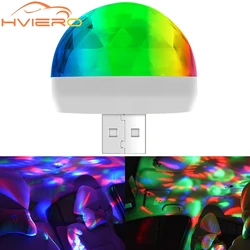 1X Car Auto USB DJ RGB Mini Colorful Music Sound LED USB-C IOS Holiday Party Karaoke Atmosphere Lamp Welcome 5V Ball Laser Light