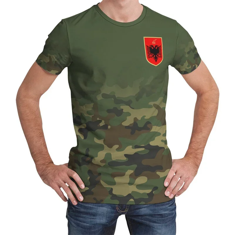 

Albania Flag Graphic T Shirts Albanian National Emblem 3D Print T Shirt For Men Clothes Sport Contest Jersey Eagle Tee Boy Tops