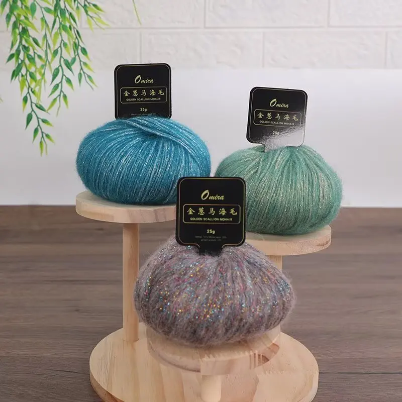 1Pc 25g Metallic Mohair Yarn For Hand Knitting Acrylic Crochet Yarn lana wool Knit line sweater scarf hat Crocheting Threads