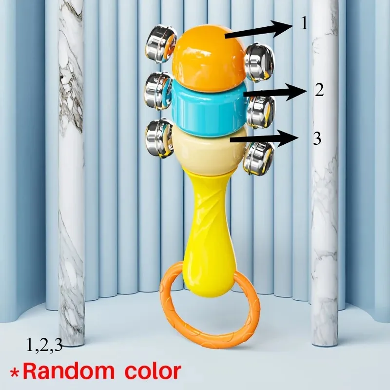 Bebê mão manivela sino brinquedo montessori instrumento musical dentição areia martelo mão sino cedo auditivo brinquedo de educação sensorial