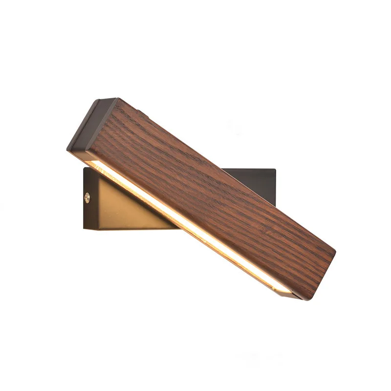 

Nordic simple modern bedroom bedside lamp wall lamp, living room rotatable led creative solid wood Japanese wall lamp