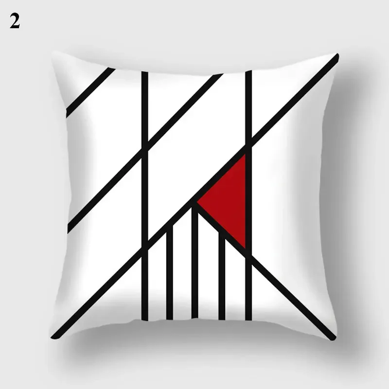 Home Decor Black Red Pillowcase Geometric Pattern Living Room Sofa Cushion Covers Car