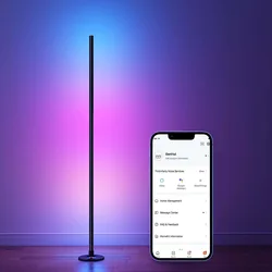 US plug 110-220V Corner Floor Lamp, LED Smart Floor Lamp Compatible with Alexa, Color Changing Ambience Light with Music Sync