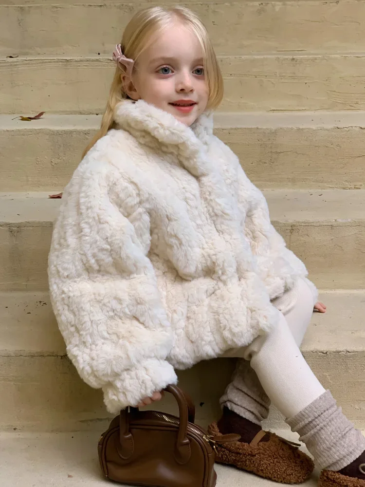 Girl Coat Korean Style Children Girl Fur Coat Winter Children Padded Little Girl Imitation Fur Baby Warm Coat Girl Winter Coat