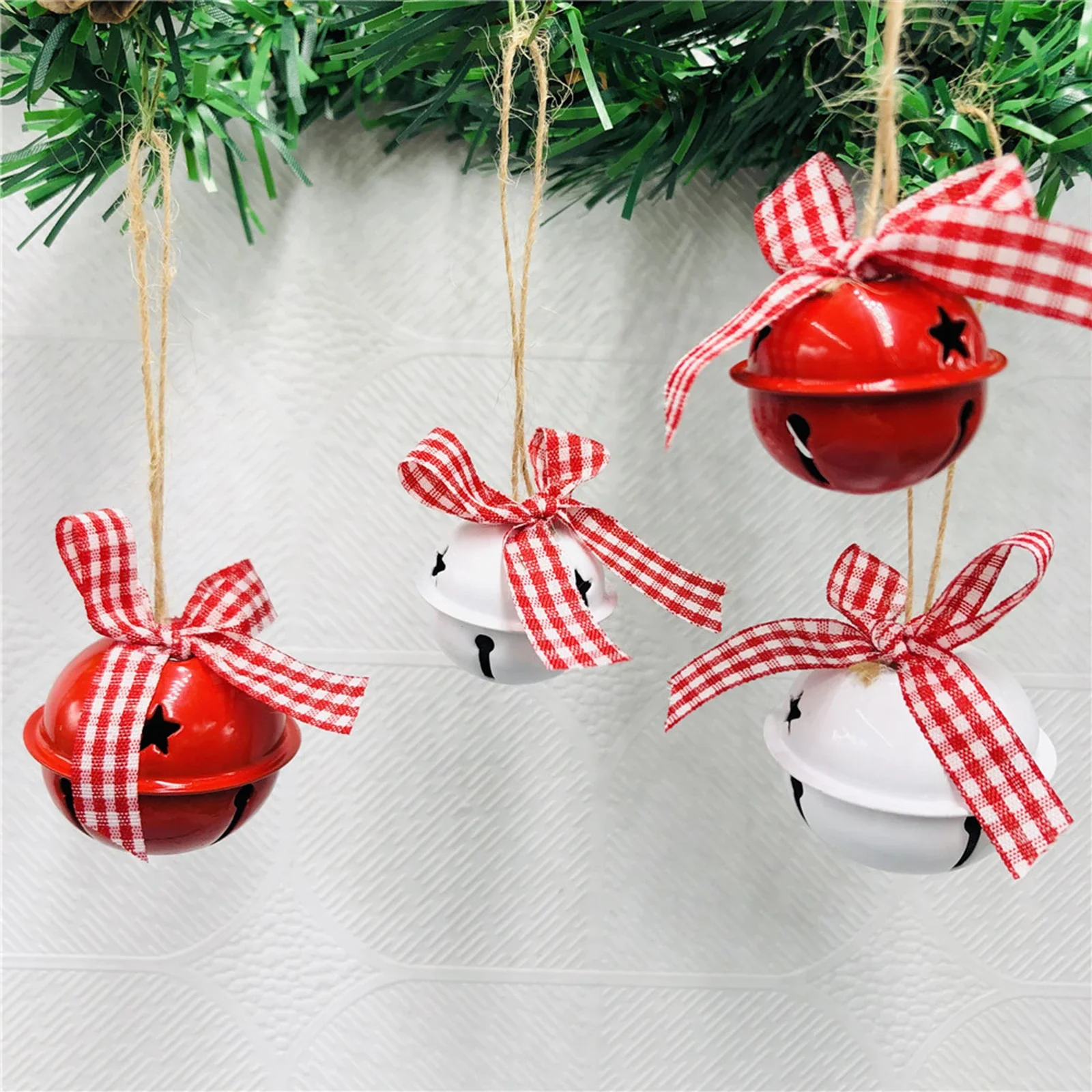 Christmas Bell Gift Bow Cute Decor Pendants Exquisite Twine Pendant Iron Round Bells