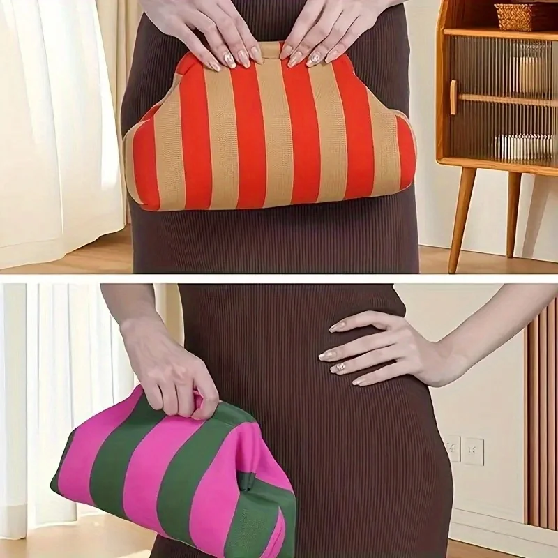 

1 шт. стильный полосатый клатч на запястье, легкий мульти-чехол для макияжа, портативный женский органайзер