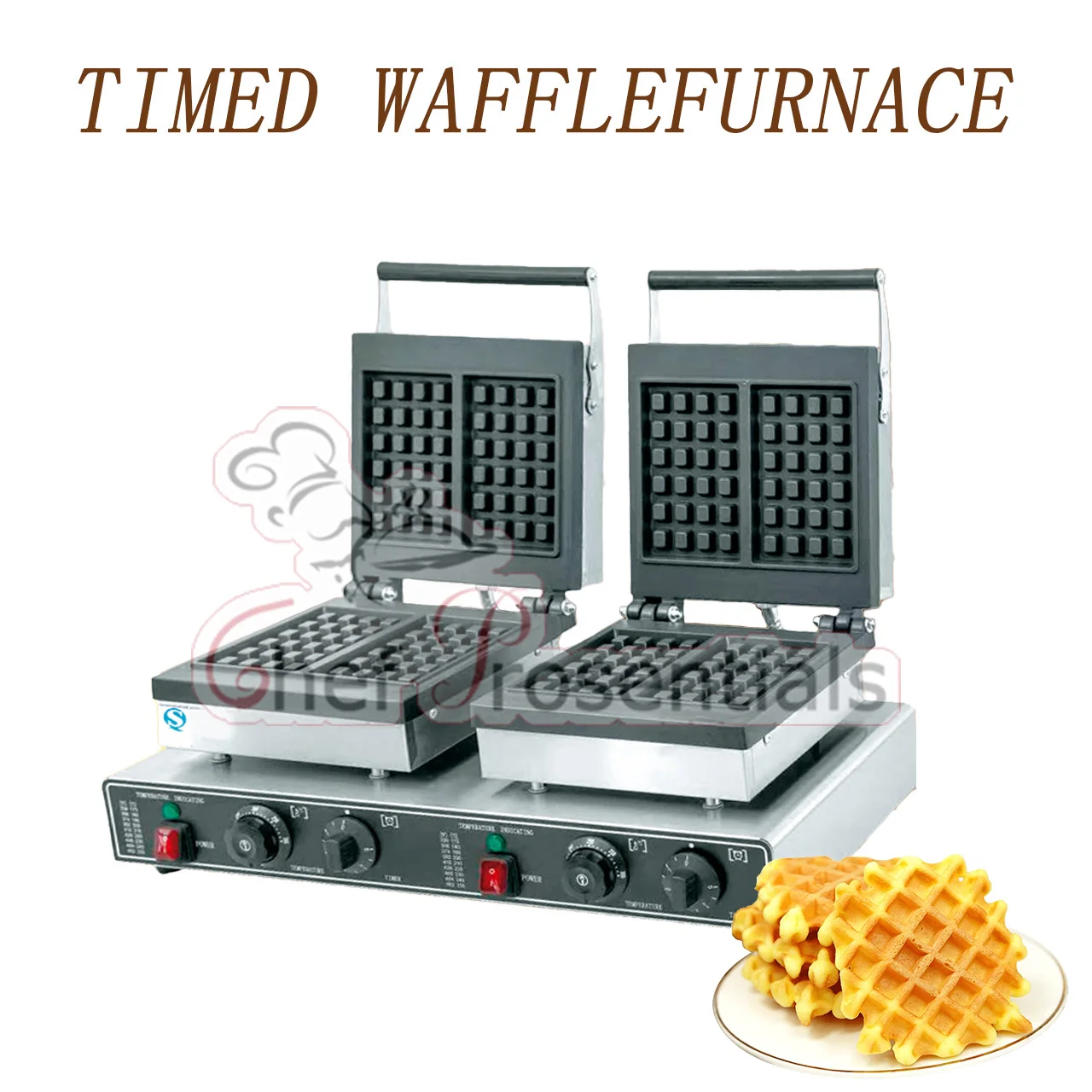 ماكينة الوافل الكهربائية المربعة غير اللاصقة ذات الرأس المزدوج لآلات كشك الوافل الخفيفة التجارية