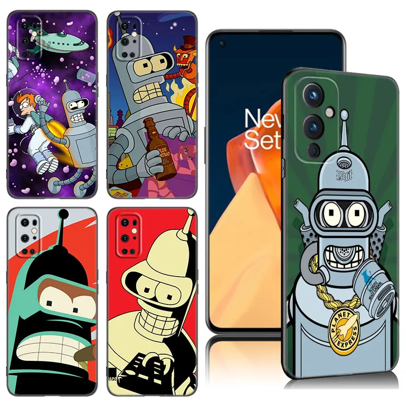 Cartoon Futurama Bender Black Silicone Phone Case For OnePlus 9 10 11 12 ACE 2V Pro 9RT 10T 10R Nord CE 2 3 Lite N10 N20 N30 5G