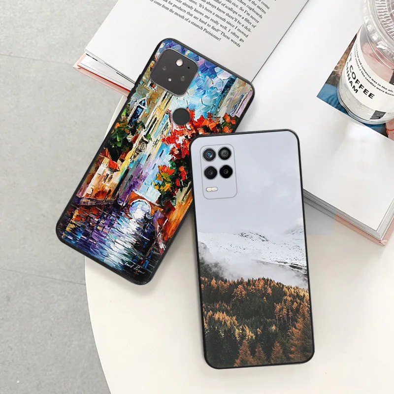 Autumn Oil Van Gogh Maple Leaf Silicone Phone Case Cover for Pixel 7 6 5 4 A 3 Motorola Edge40 G52 G72 G53 G73 G200 G Stylus One