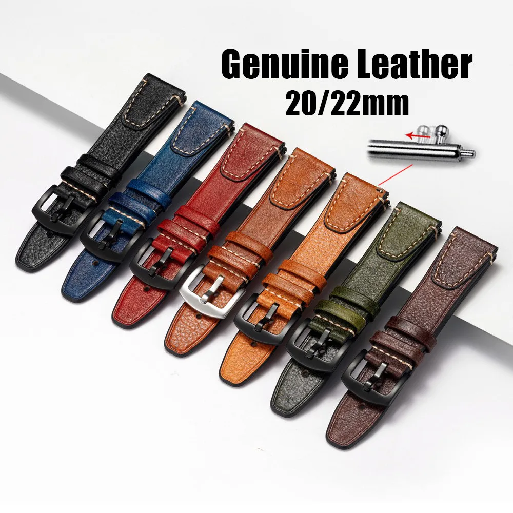 20mm 22mm Genuine Leather Watch Strap Vintage Universal Quick Release Women Men Belt Bracelet for Omega Band for Rolex Wristband