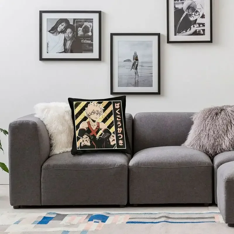 My Hero Academia Cushion Covers Sofa Decoration Katsuki Bakugou Anime Square Throw Pillow Case 40x40cm