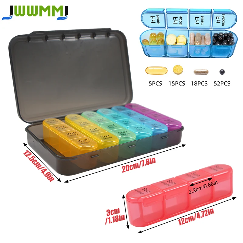 1Pcs Pill Organizer 4 Times a Day,Daily Pill Box Organizer,Large Weekly Medicine Organizer,Pill Cases Organizers 7 Day