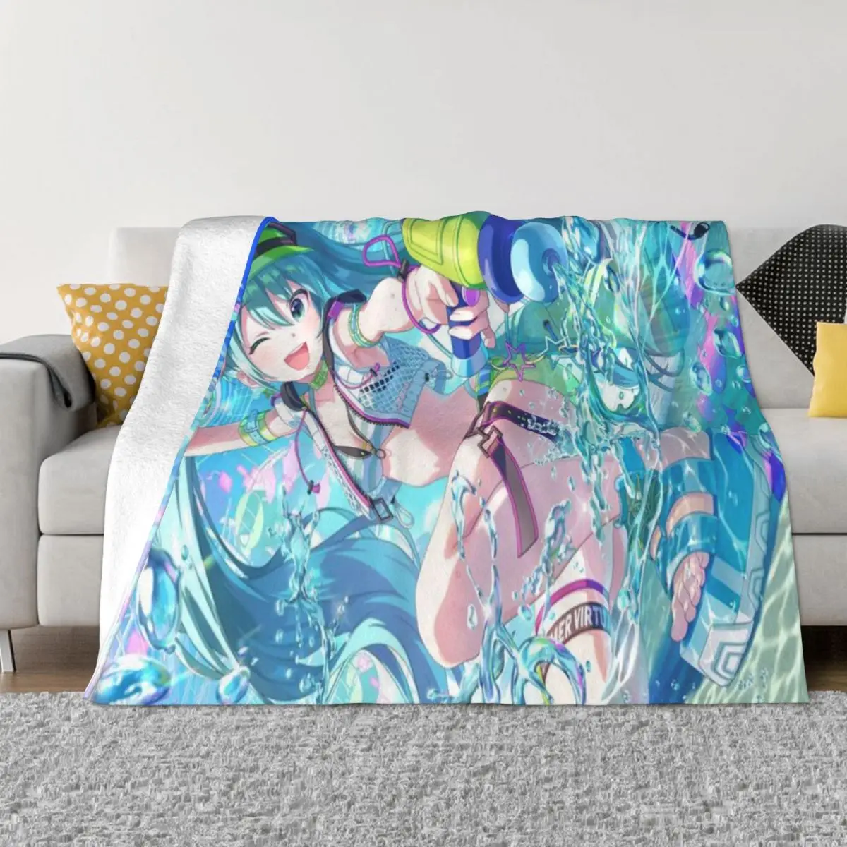 Coperta Hatsune Miku in morbida flanella, regalo curativo, coperte da tiro, biancheria da letto