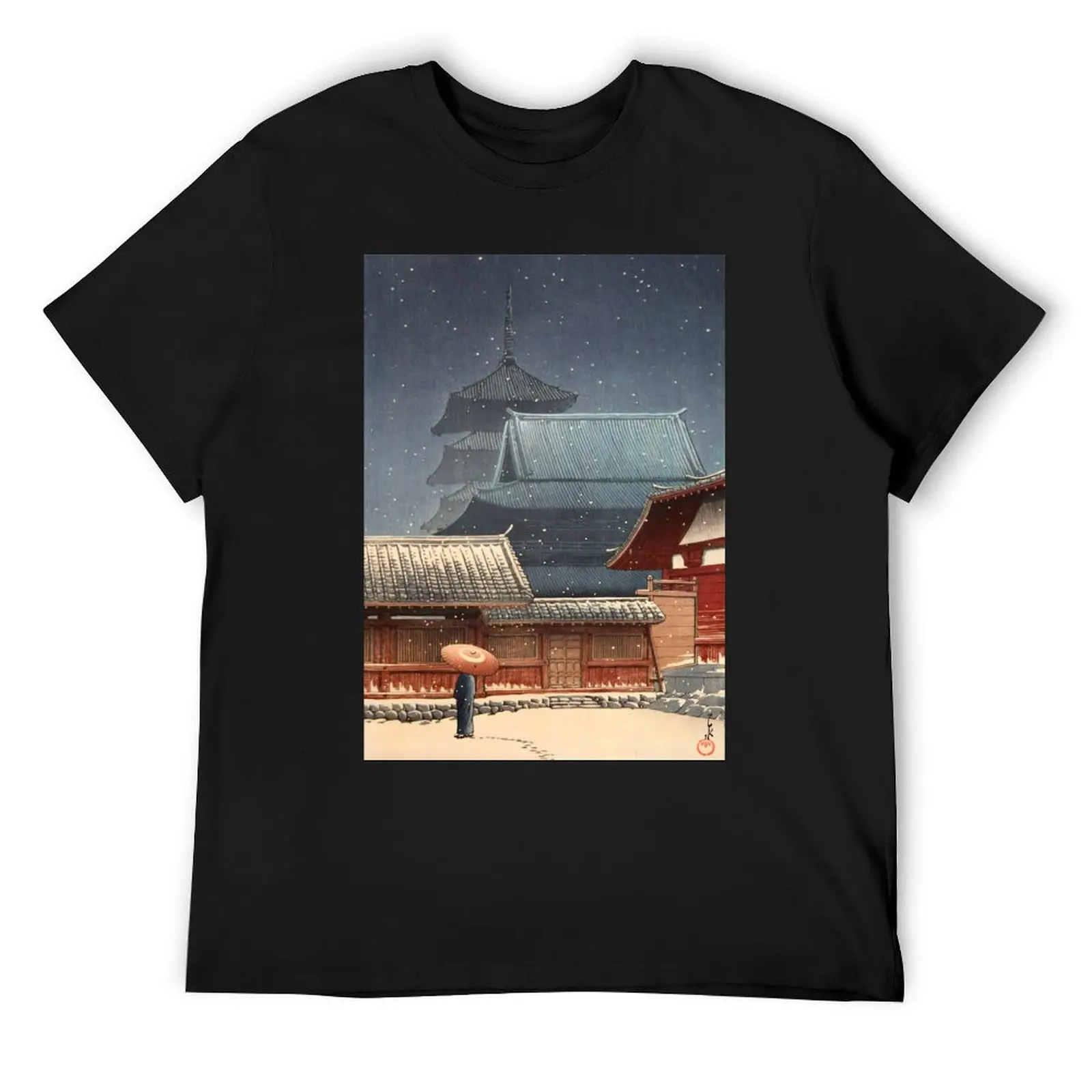 Kawase Hasui - Tennoji temple in Osaka T-Shirt anime clothes plus size tops anime tshirt black t shirts for men