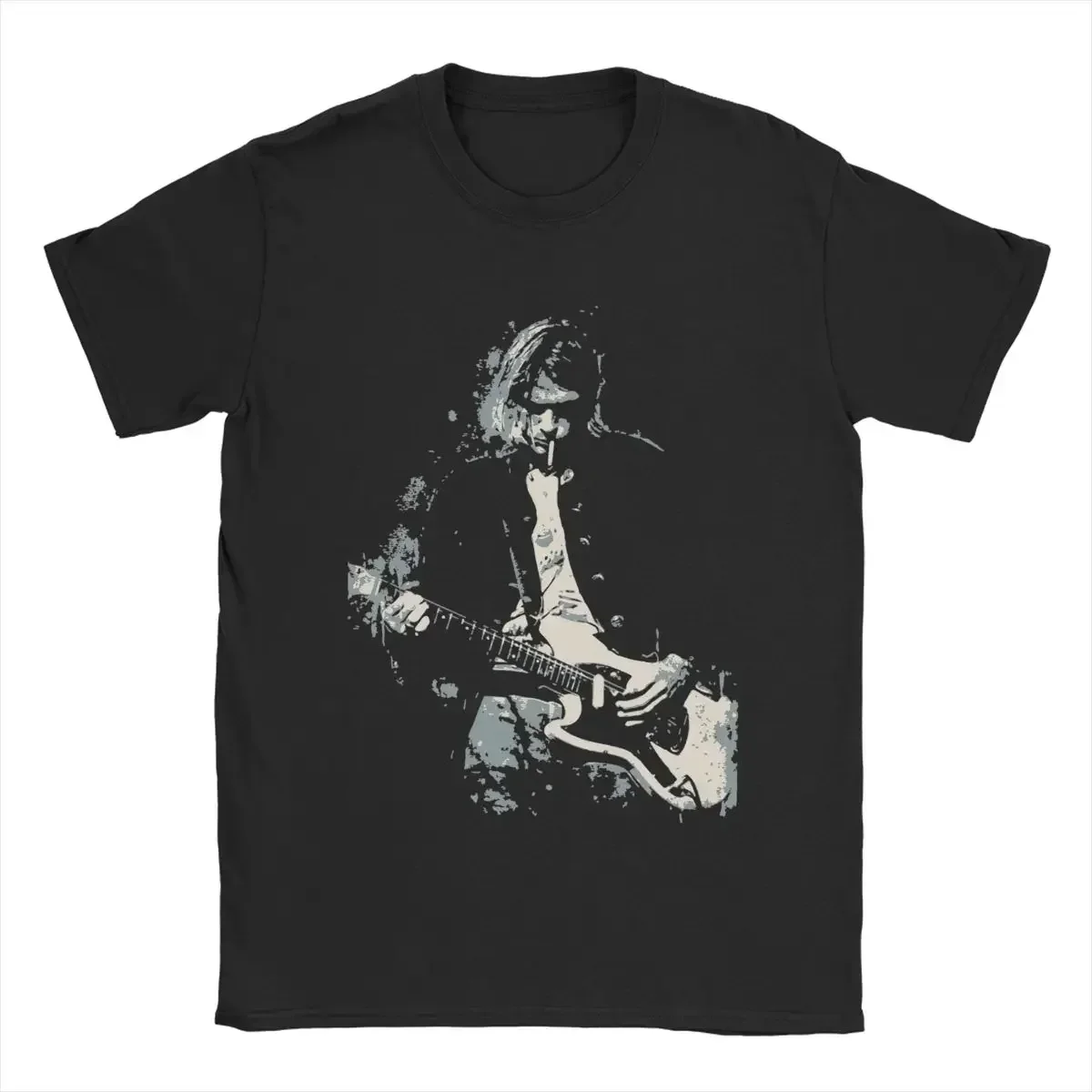 Men's Kurt Cobain Guitar oversized graphic t shirts Cotton Clothes Amazing Short Sleeve Round Collar Tees Original T-Shirt 2024