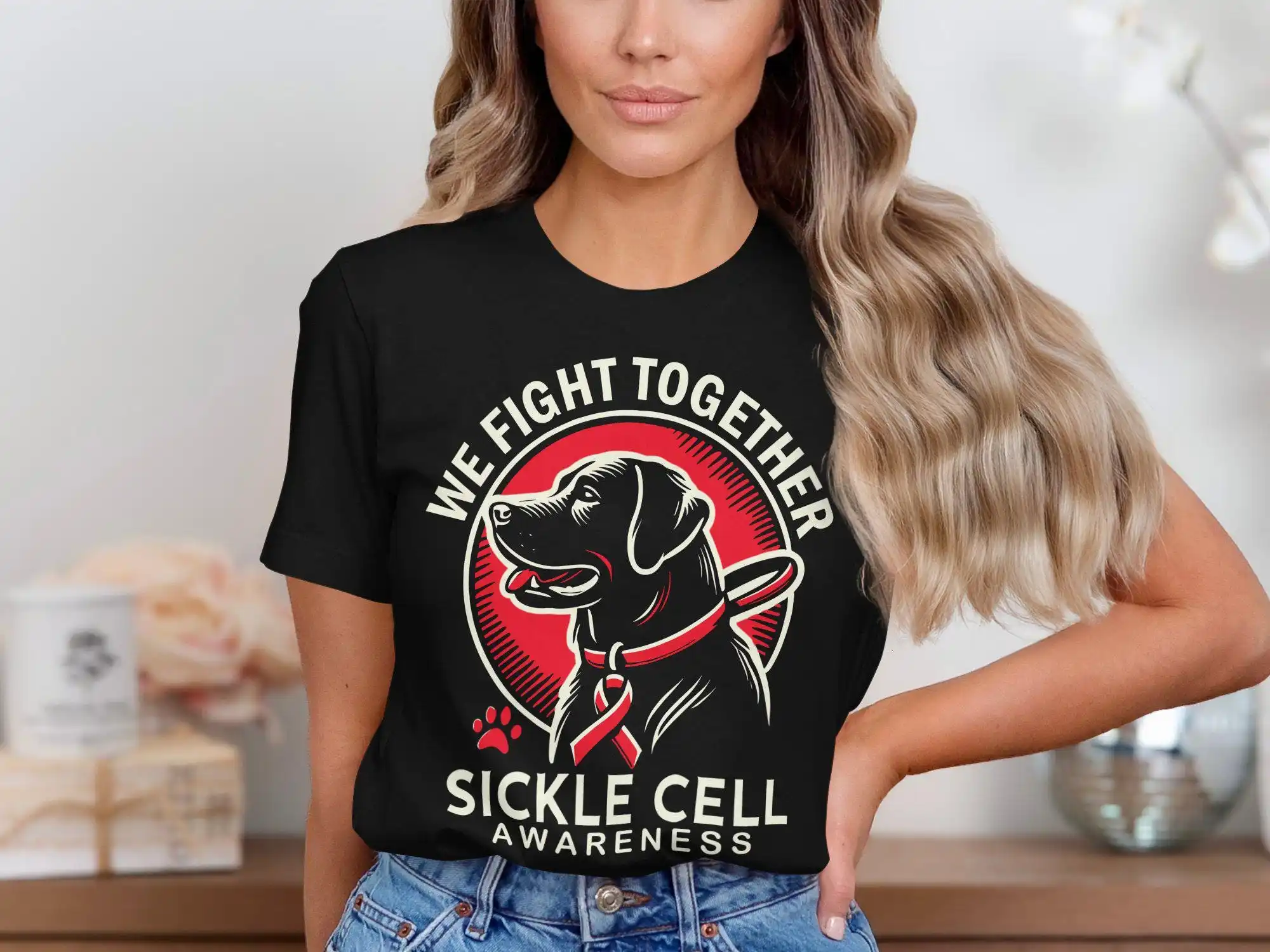 

We Fight Together Sickle Cell Awareness T Shirt Supportive Dog