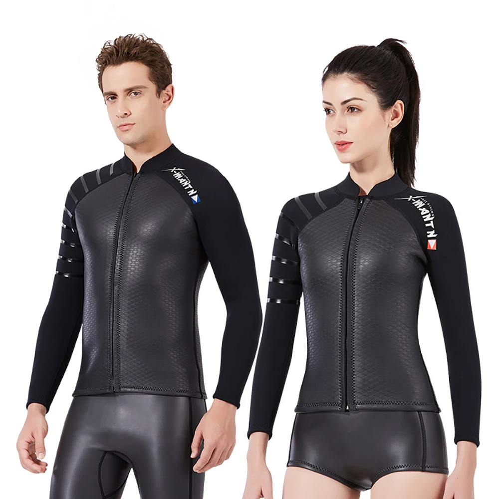 

Men Women 3mm Neoprene Wetsuit Top Thermal Warm Long Sleeves Smoothskin Wetsuit Jacket for Diving Surfing Swimming Sailing