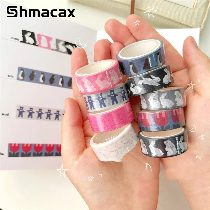 Cute Cartoon Rabbit Penguin  Tape Scrapbook  DIY Notebook Sticker Kawaii Tape Decoration