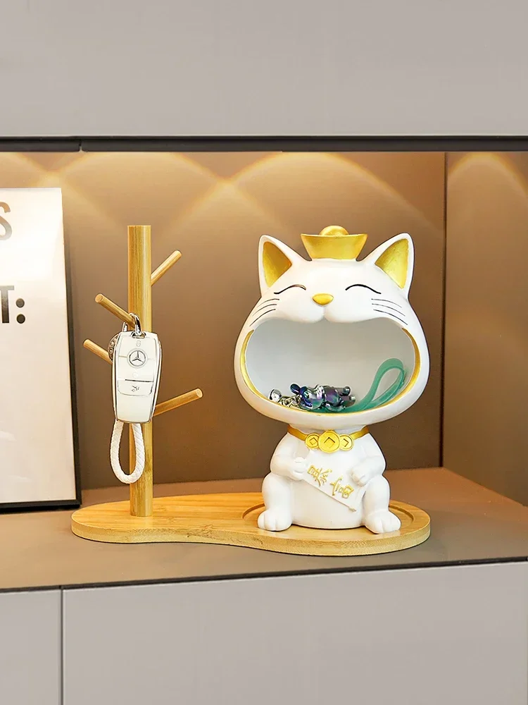 Fortune cat key storage ornaments Office desktop shelving Home decor housewarming gifts  home accessories  feng shui