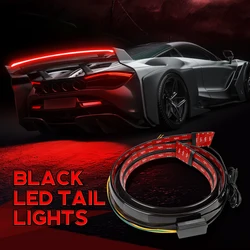 Okeen-Universal LED Car Spoiler, Fibra De Carbono Tronco Luzes Bar, Corrida traseira Asa Cauda, Auto Brake Turn Signal Lâmpadas, 12V, 120cm, 130cm