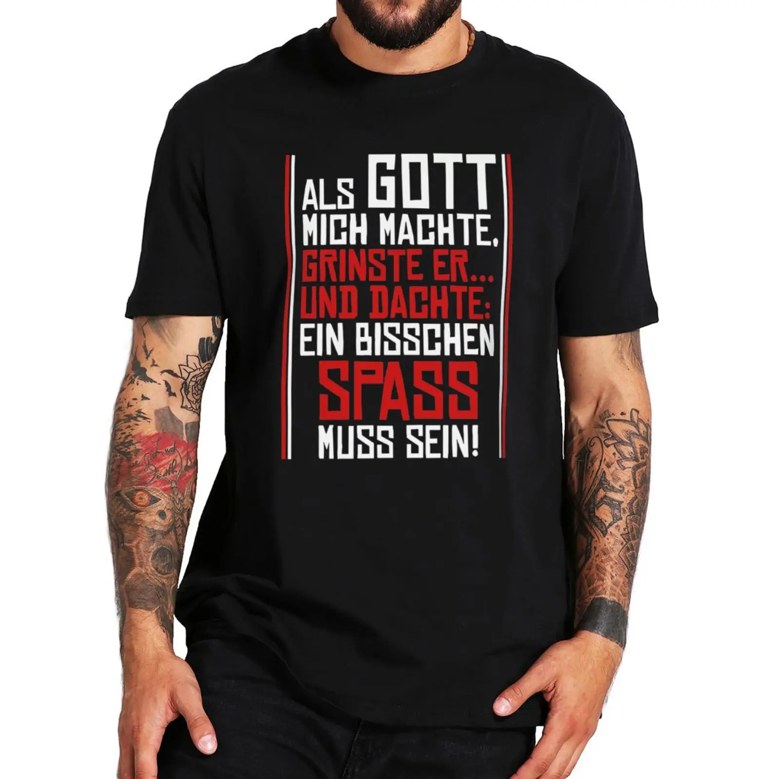 When God Made Me He Grinned And Thought T Shirt German Jokes Tops Y2k 100% Cotton Summer Unisex T-shirts For Men Women