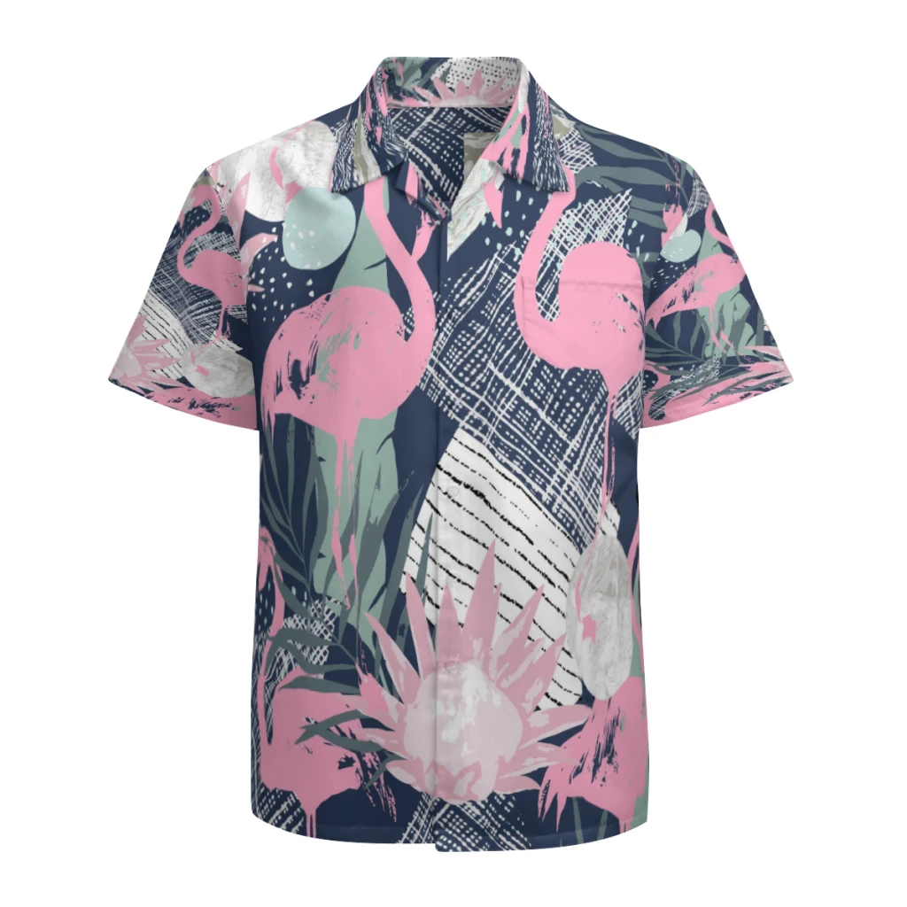 

Men's Hawaiian Shirt Short Sleeve Casual Button Down Floral Printed Beach Shirts with Pocket Quick Dry Breathable