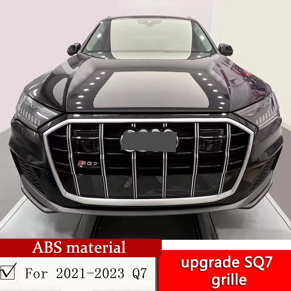 For 2021 2022 2023 Q7 upgrade SQ7 grille ABS all glossy black Q7 to SQ7 grille with ACC cover nice fit by air