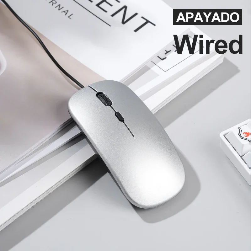 APAYADO T5 USB Wired Office Mouse Silent Buttons 800 1200 1600 DPI Plug and Play for Laptop Desktop All In One PC