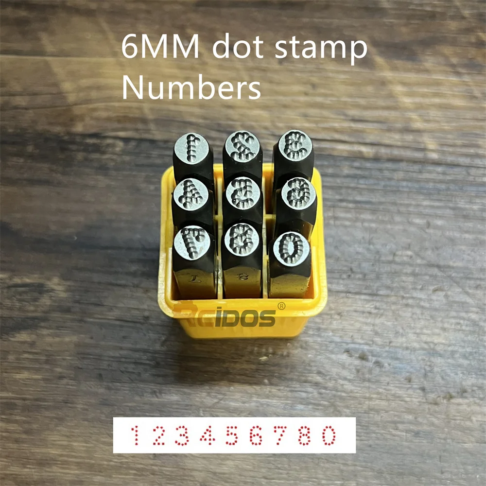 6mm German style Numbers Dotted/lattice Motorbike,RCIDOS Car Chassis number dot stamp 0-8,9pcs/box