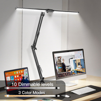 Double Head LED Desk Lamp Stepless Dimmable Computer Monitor Light 24W USB Table Lamps Reading Lights Eye Protection For Bedroom