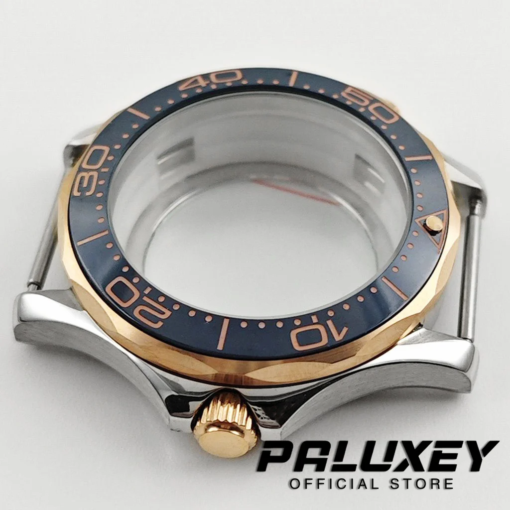 NH35 Case 41mm Transparent Back Mineral Glass Watch Parts Stainless Steel Mod For Seamaster 300 for NH34 NH35 NH36 NH38 Movement