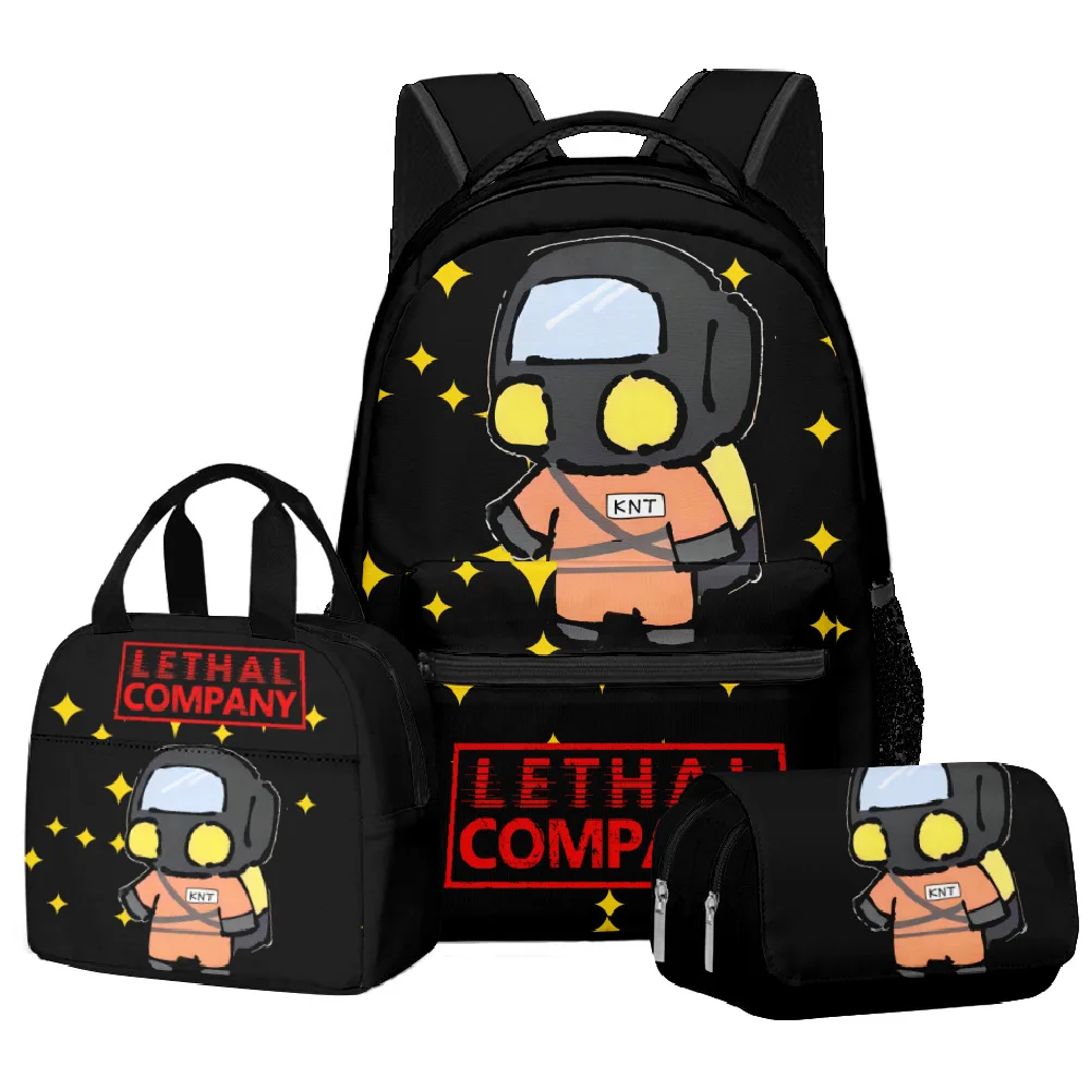 Trendy Popular Funny Cool Lethal Company 3D Printed 3pcs/Set Student School Bags Laptop Daypack Backpack Lunch bag Pencil Case