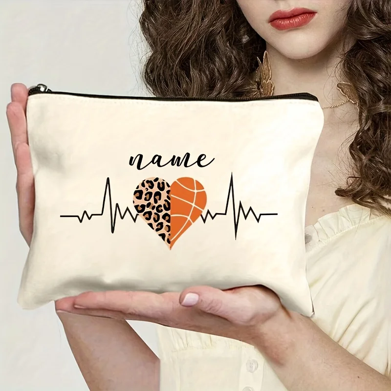 Customizable Heartbeat Makeup Bag Personalized Teacher or Bridesmaid Gift Lightweight Travel Organizer with Soccer Travel Bags