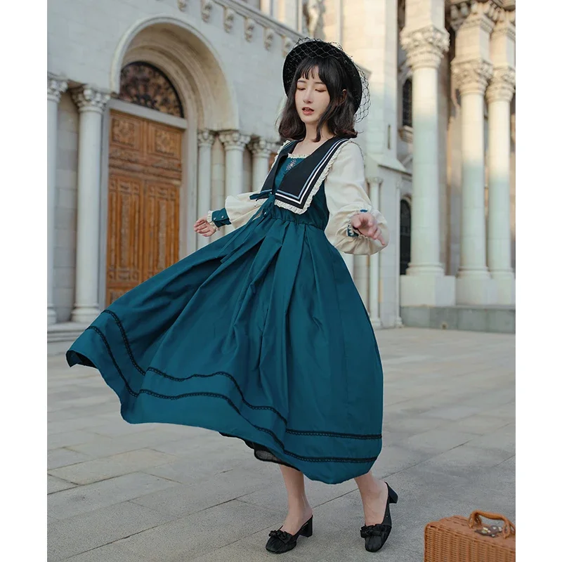 [Seine Riverside Op] Light Dress with Simple Embroidered Cla Style Long Skirt with Puji