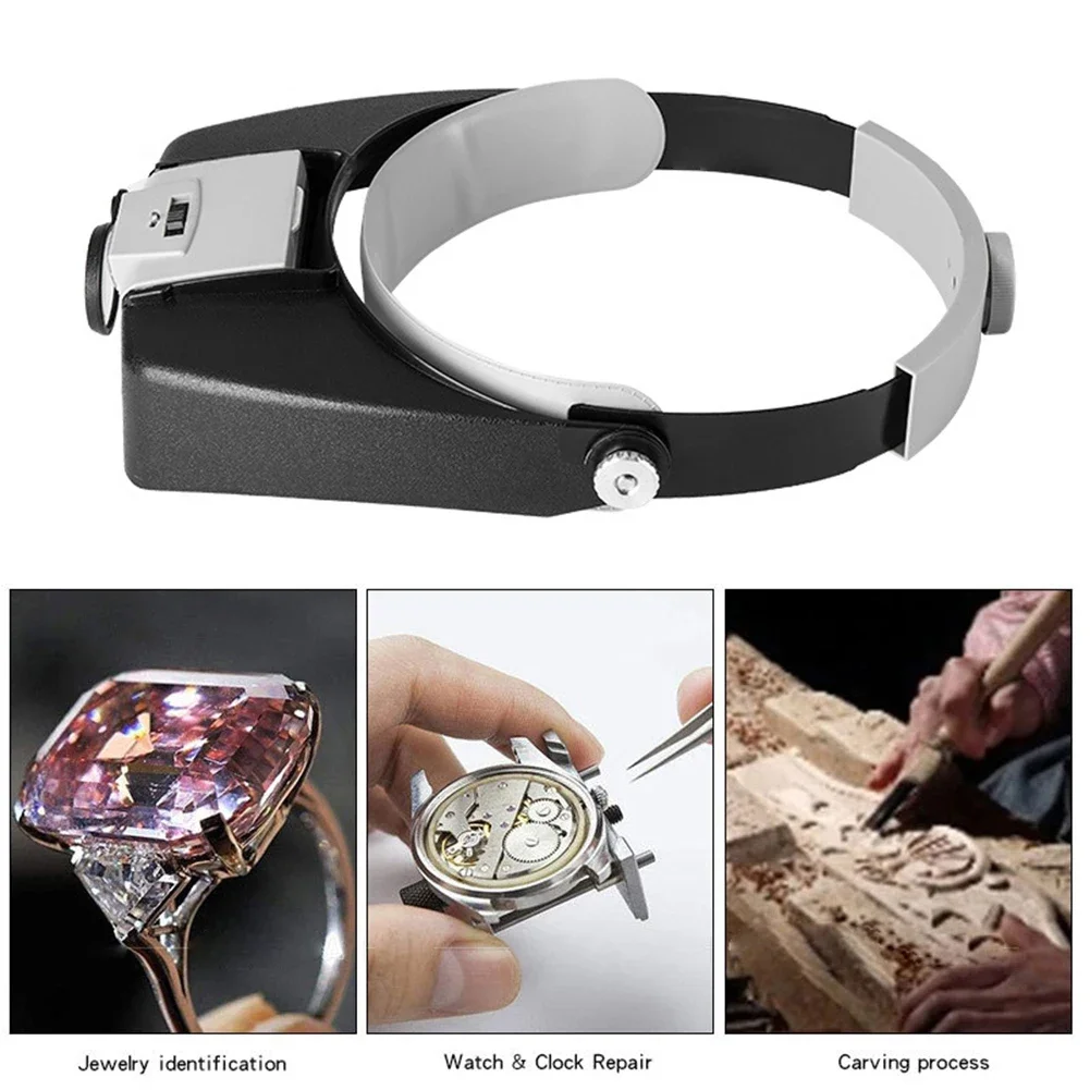 10X Headband Glasses Magnifier Adjustable LED Magnifier Loupe Glasses For Reading Optivisor Magnifier Illuminated Repair Tool