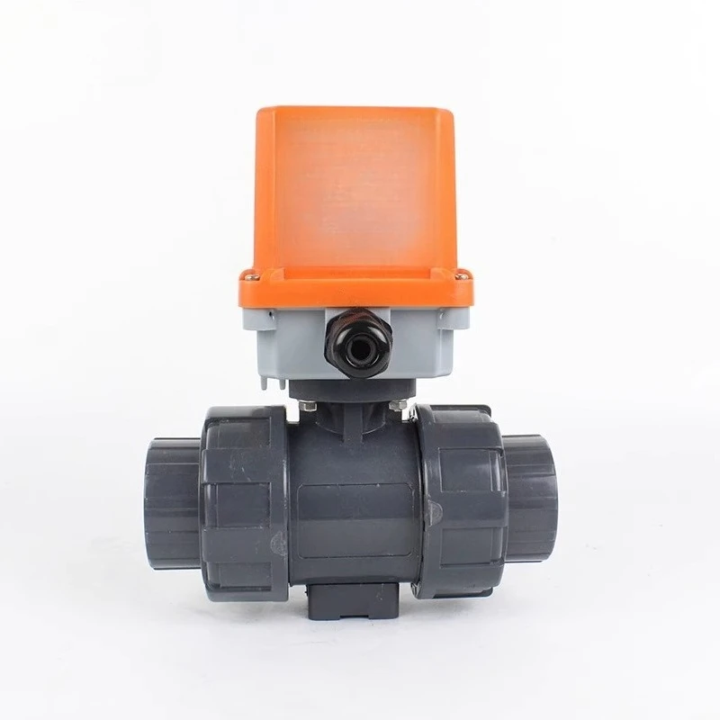 

PVC electric ball valve, electric UPVC ball valve, dual way flexible connection plastic AC220V DC24V