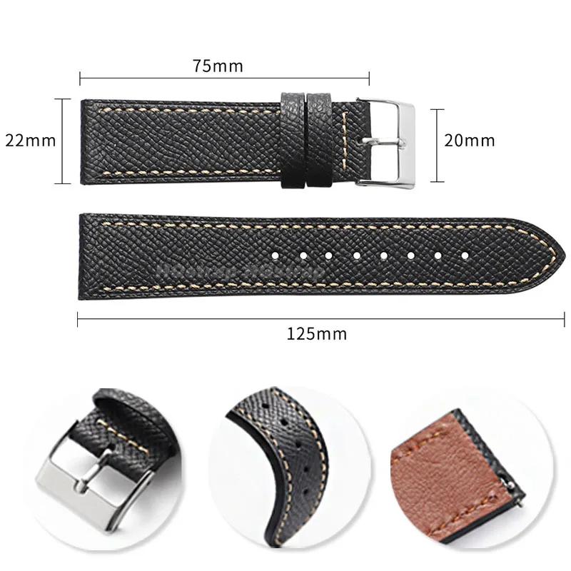 18mm 19mm 20mm 22mm 빈티지 가죽 스트랩 세이코용 소가죽 시계 밴드 퀵 릴리스 유니버설 교체용 소프트 스포츠 팔찌