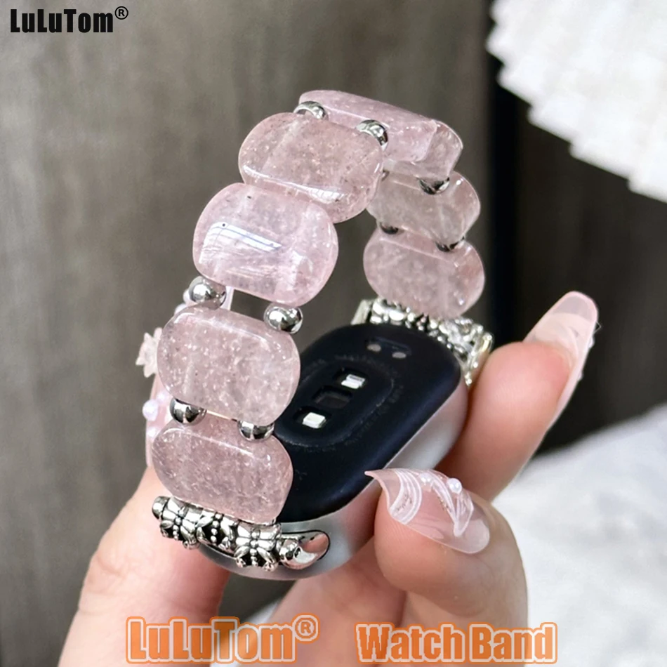 

Ремешок для Xiaomi Mi Band 10 9 8 Pro, модный браслет INS с кристаллами и бисером, ремешок для часов Miband 8Pro 9 Pro, металлический браслет-браслет