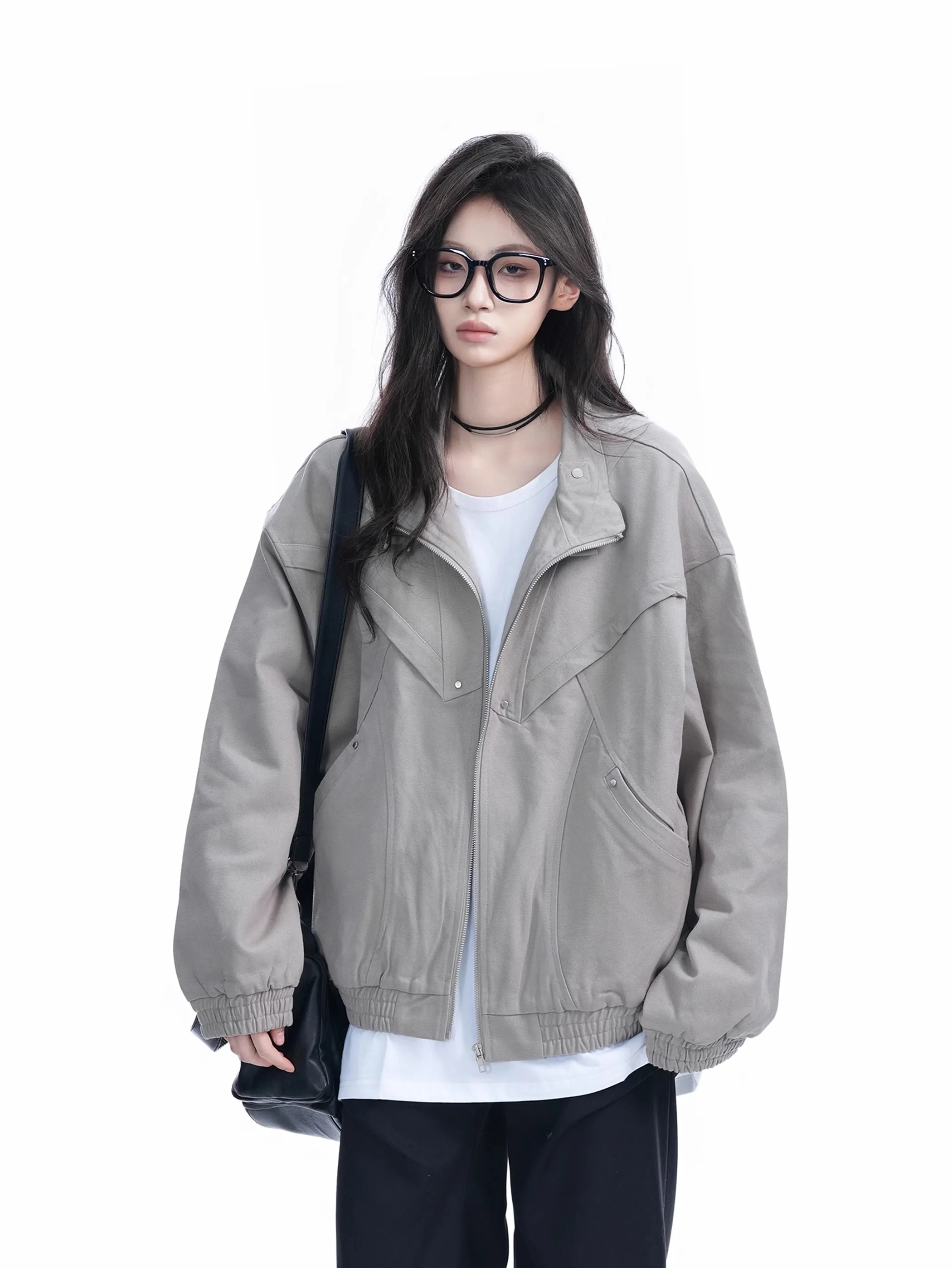 ストリート スレ ルーズフィット ワークウェア ジャケット スタンドカラー エクストラ カジュアル アウターウェア クリーンフィット オルト コート 男女兼用