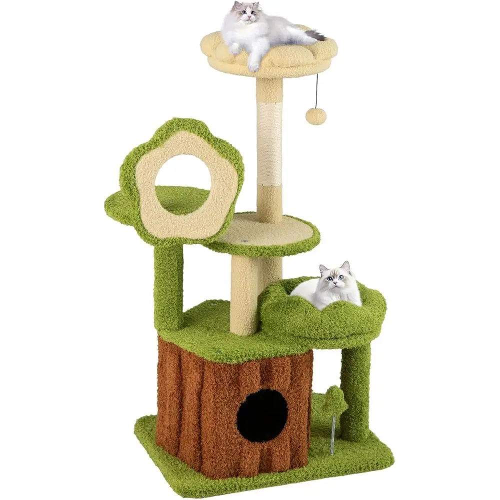 

40 Multi-Level Cat Tree with Sisal Posts, Trunk Condo, Perch, Bed, Toys for Indoor Cats